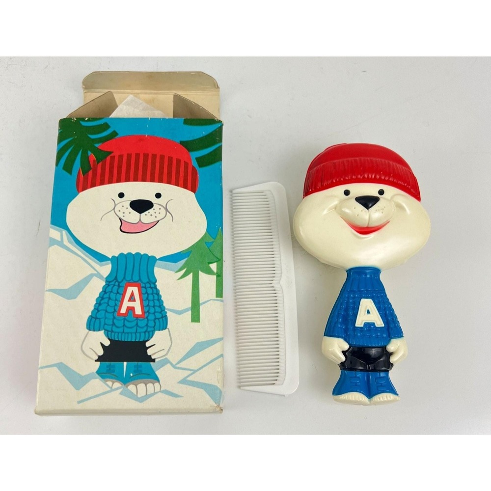 Avon Arch E Bear Brush and Comb Set Polar Bear Vintage 1970s New in Original Box